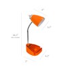 Limelights Gooseneck Organizer Desk Lamp with Holder and Charging Outlet, Orange LD1057-ORG
